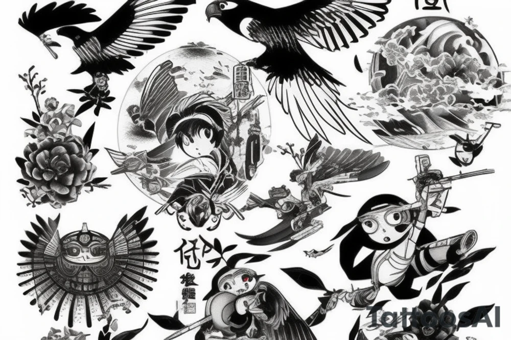 attacking falcon tattoo idea