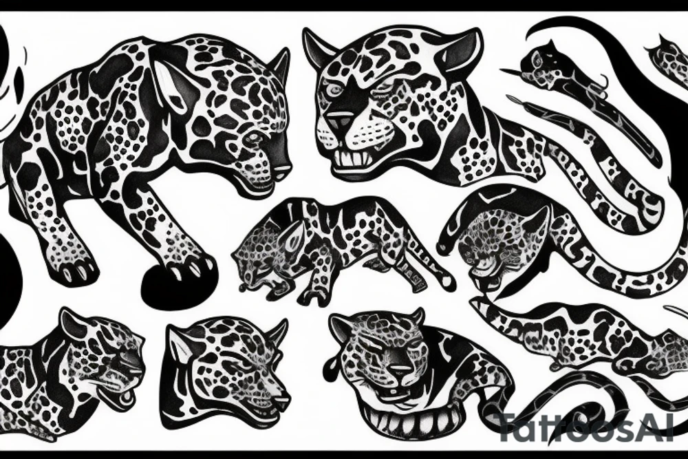 snarling jaguar tattoo idea