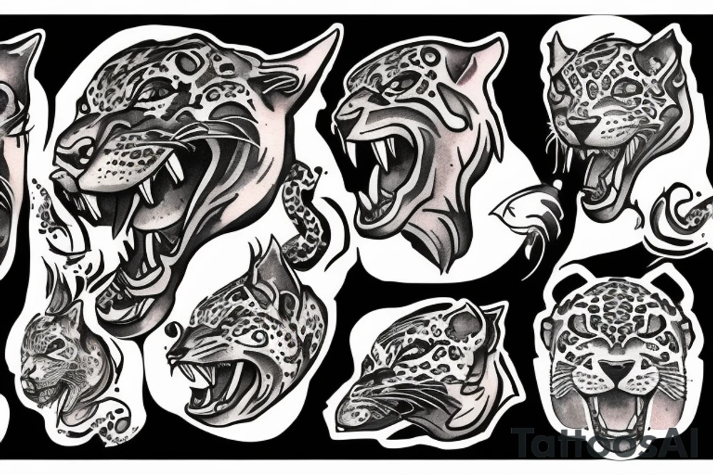 snarling jaguar tattoo idea