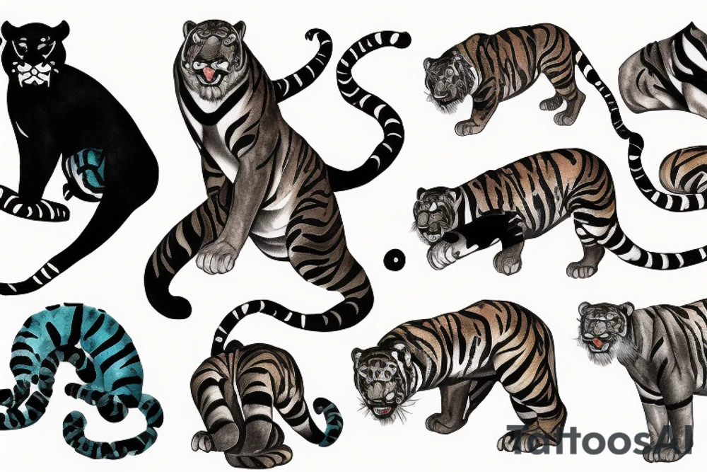 panther and tiger fighting tattoo idea
