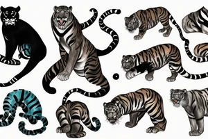 panther and tiger fighting tattoo idea