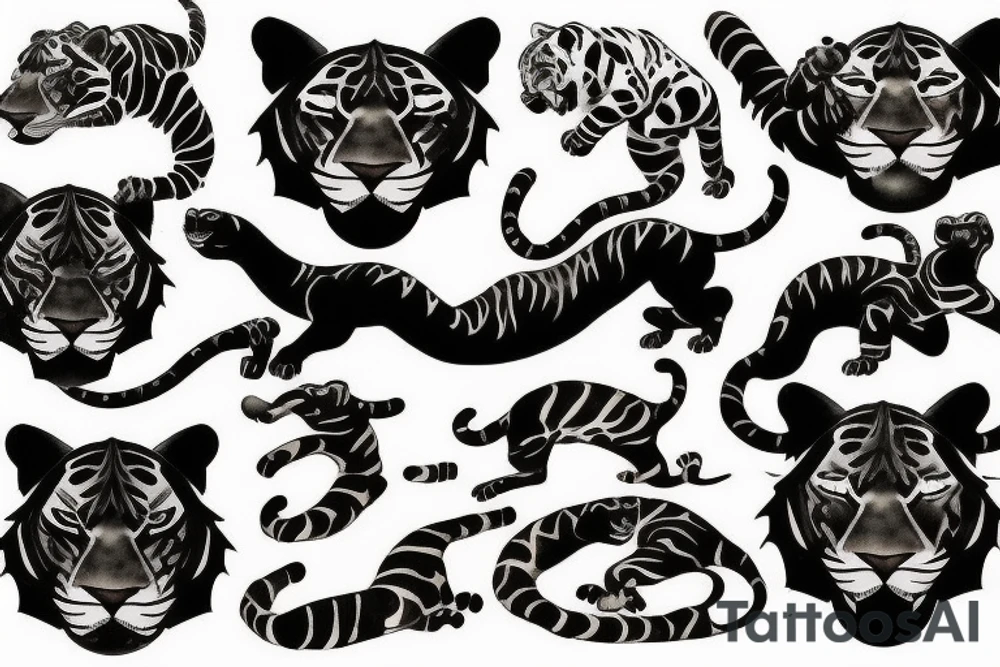 panther and tiger fighting tattoo idea