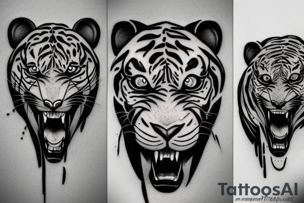 panther and tiger fighting tattoo idea