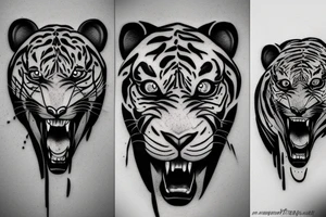 panther and tiger fighting tattoo idea