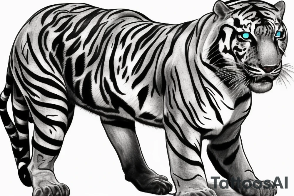 panther and tiger fighting tattoo idea