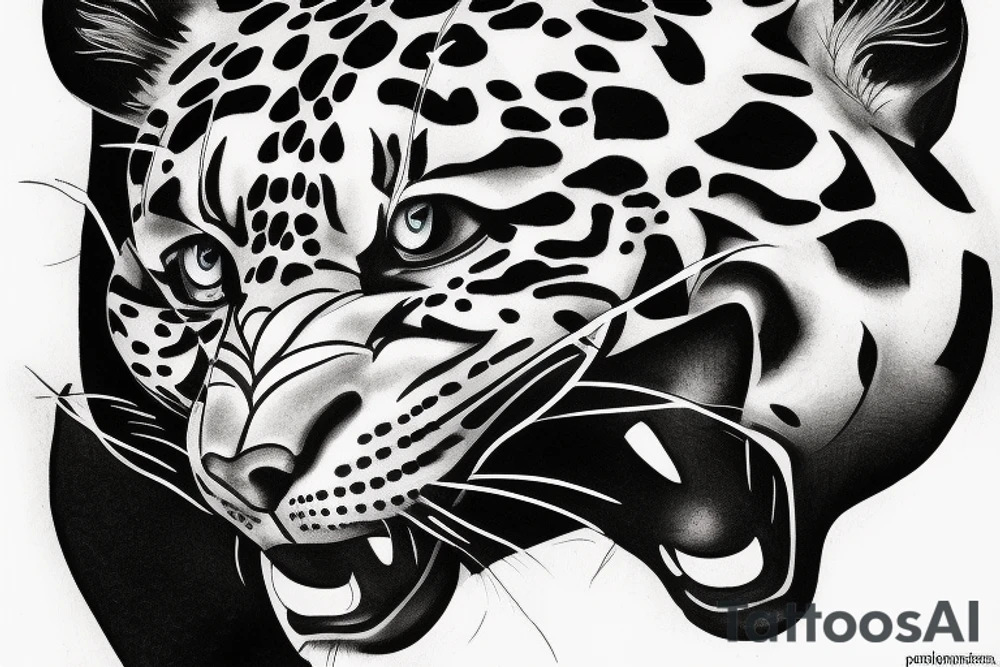 panther fighting jaguar tattoo idea