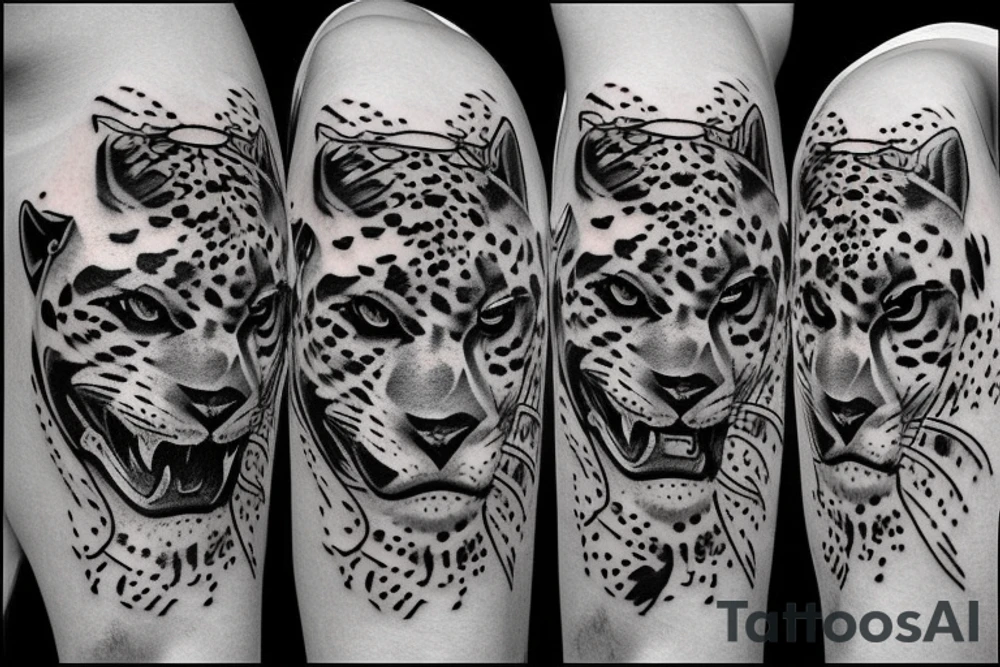 panther fighting jaguar tattoo idea