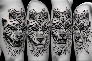 panther fighting jaguar tattoo idea