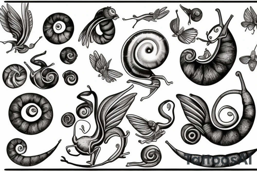 snail with wings tattoo idea