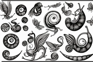 snail with wings tattoo idea