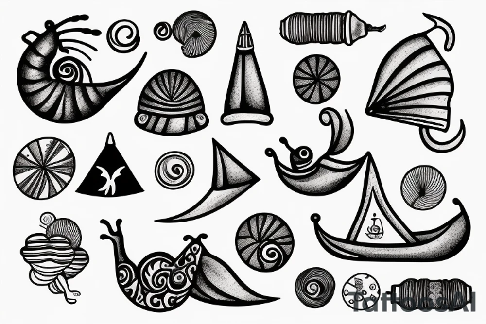 snail with a sail on its shell tattoo idea