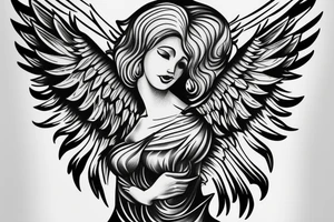 mother angel with wings descending from heaven tattoo idea
