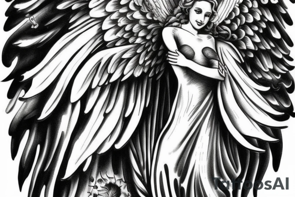 mother angel with wings flying down from heaven tattoo idea mother angel with wings flying down from heaven tattoo idea