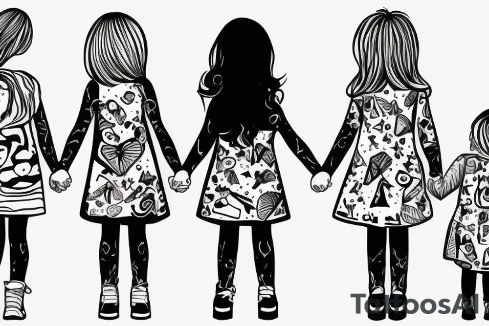 8 year old girl holding hand of 6 year old boy walking tattoo idea