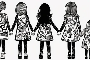 8 year old girl holding hand of 6 year old boy walking tattoo idea