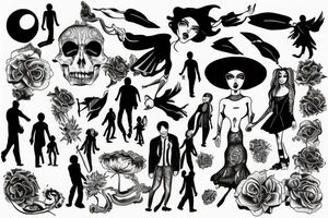 sister walking with younger brother tattoo idea