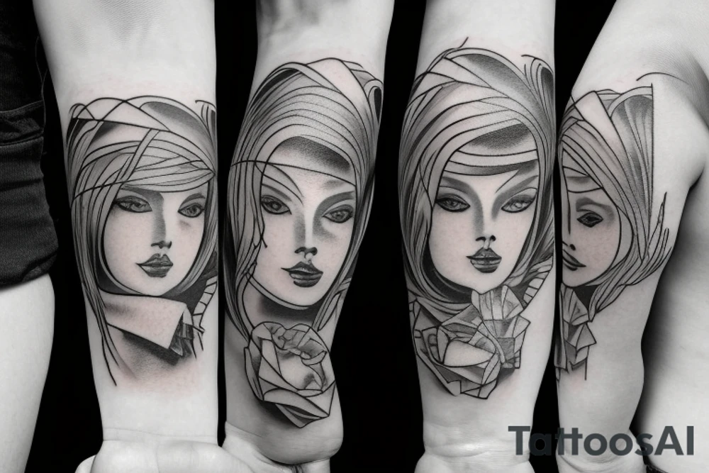 sister walking with younger brother tattoo idea