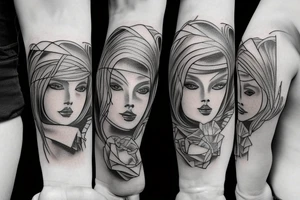 sister walking with younger brother tattoo idea