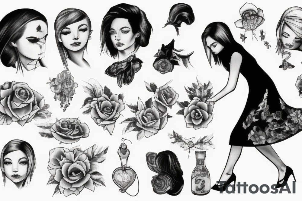 girl walking with a boy tattoo idea