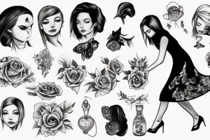 girl walking with a boy tattoo idea