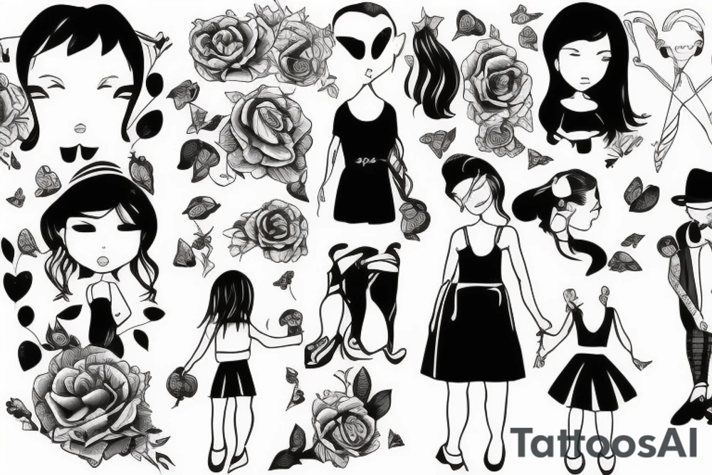 girl walking with a boy tattoo idea