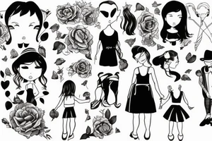 girl walking with a boy tattoo idea