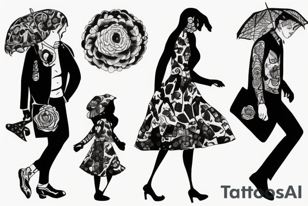 girl walking with a boy tattoo idea