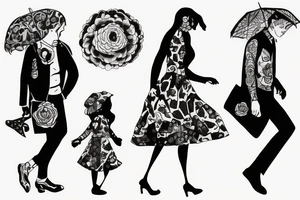 girl walking with a boy tattoo idea