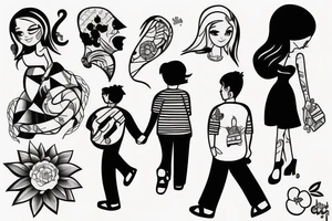 girl walking with a boy tattoo idea