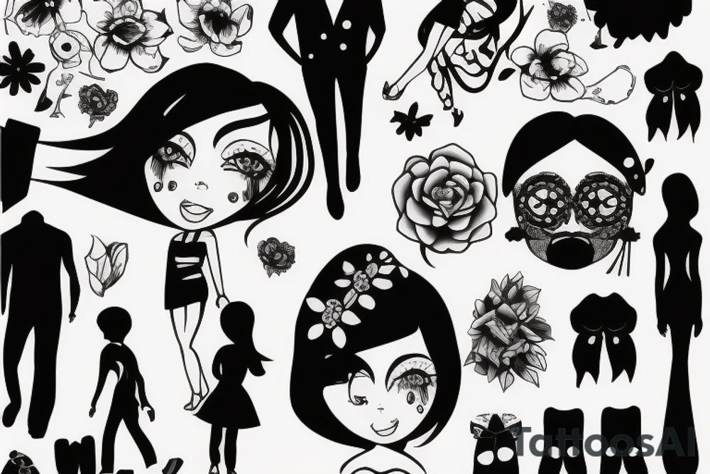 girl walking with a boy tattoo idea
