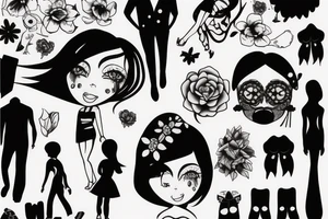 girl walking with a boy tattoo idea