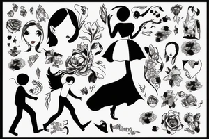 girl walking with a boy tattoo idea