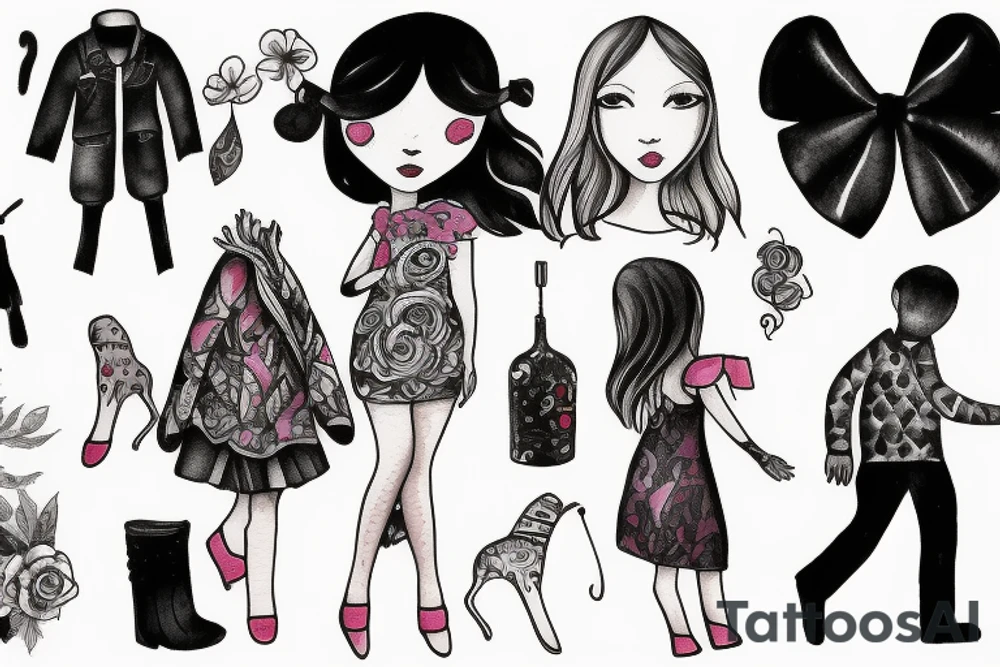 girl walking with a boy tattoo idea
