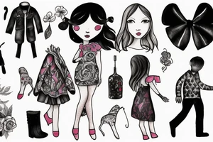 girl walking with a boy tattoo idea