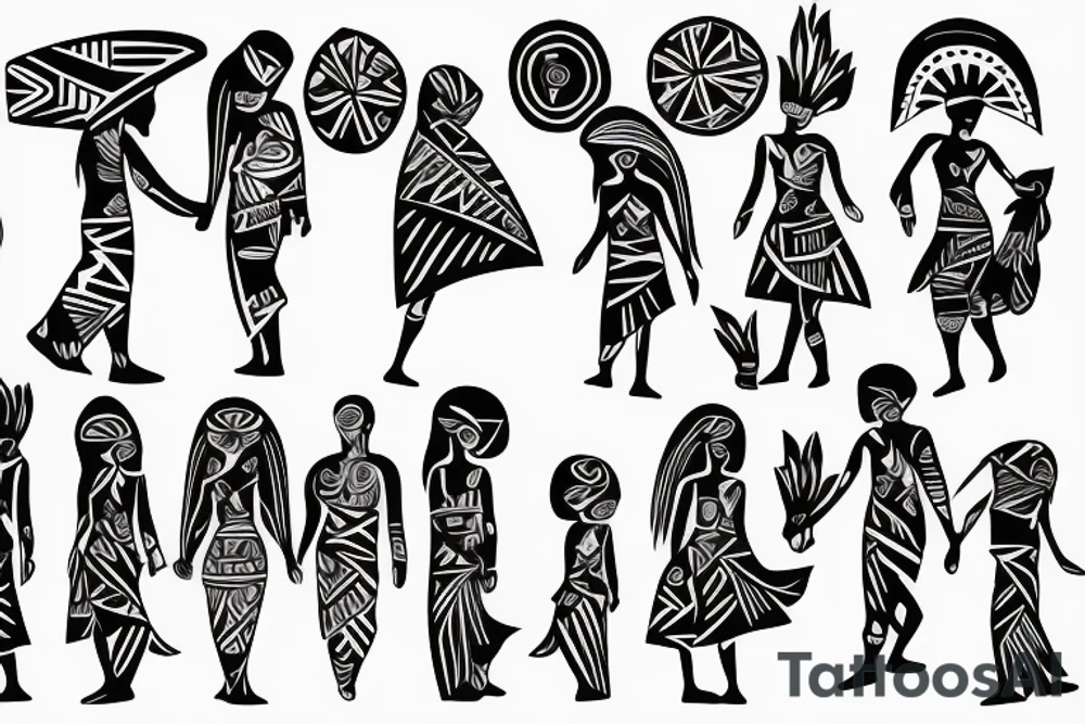 girl walking with a boy tattoo idea