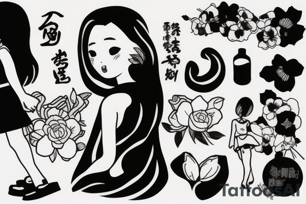 girl walking with a boy tattoo idea