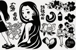 girl walking with a boy tattoo idea