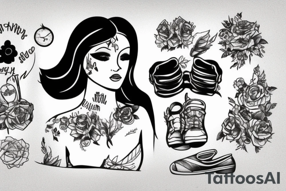 girl walking with a boy tattoo idea