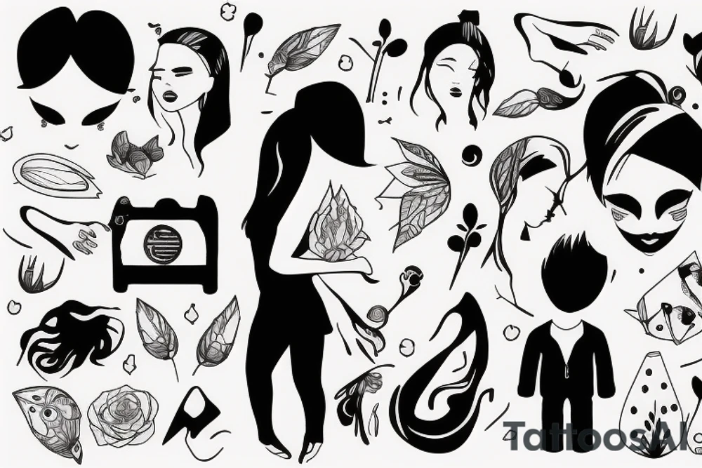 girl walking with a boy tattoo idea