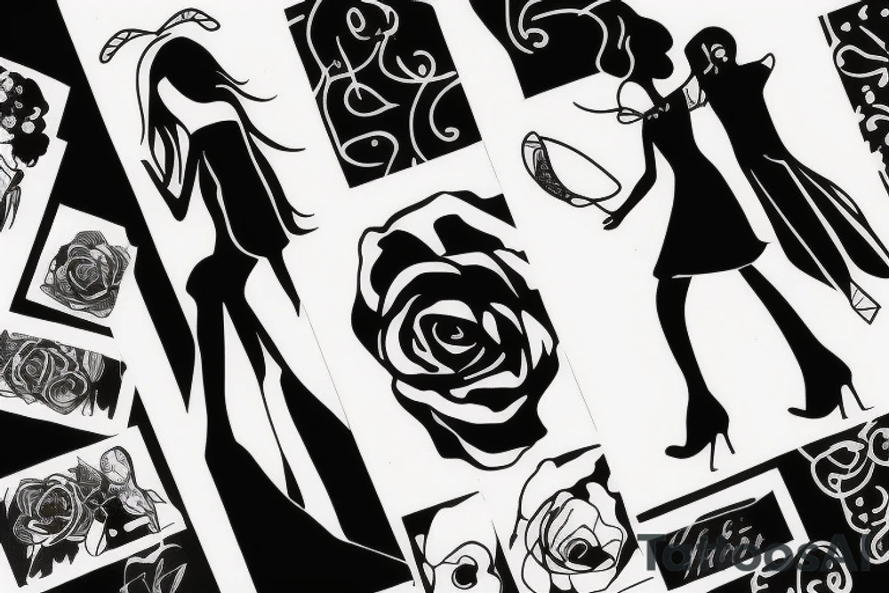 girl walking with a boy tattoo idea