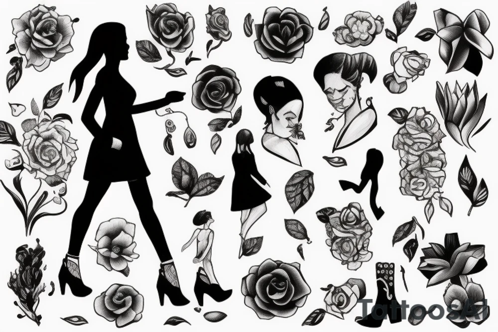 girl walking with a boy tattoo idea