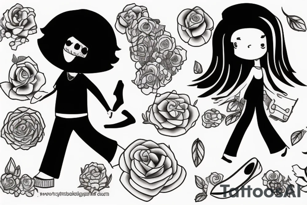 girl walking with a boy tattoo idea