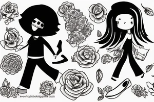 girl walking with a boy tattoo idea