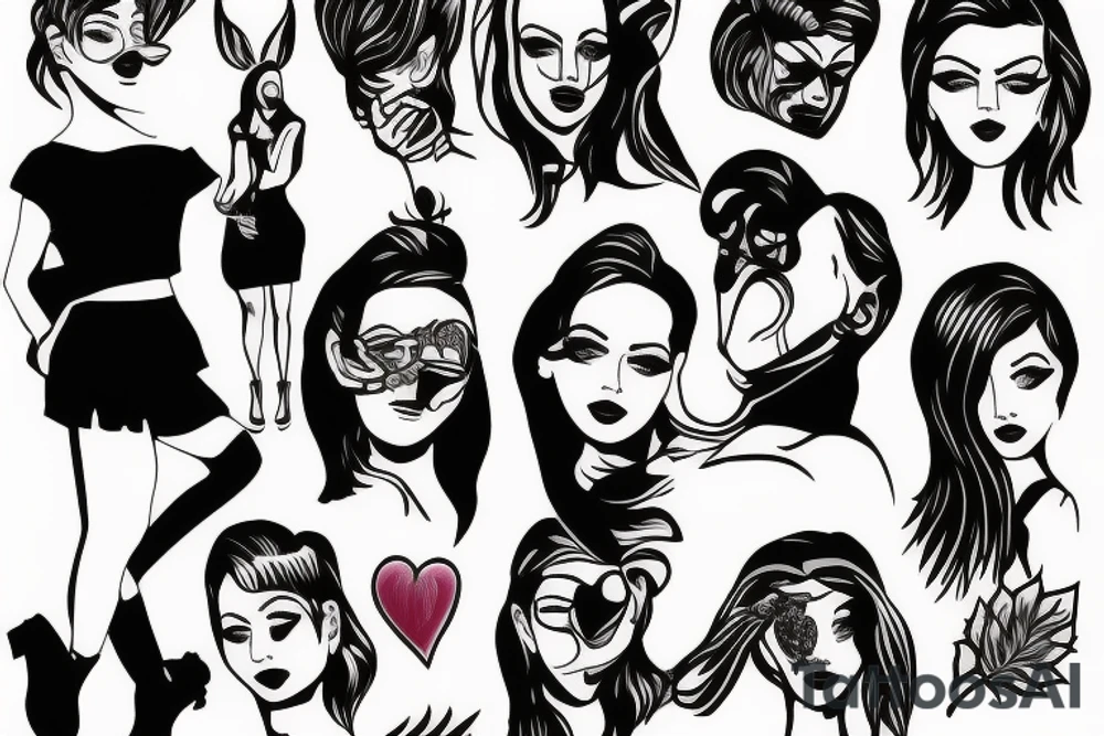girl walking with a boy tattoo idea