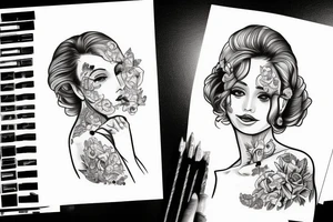 girl walking with a boy tattoo idea