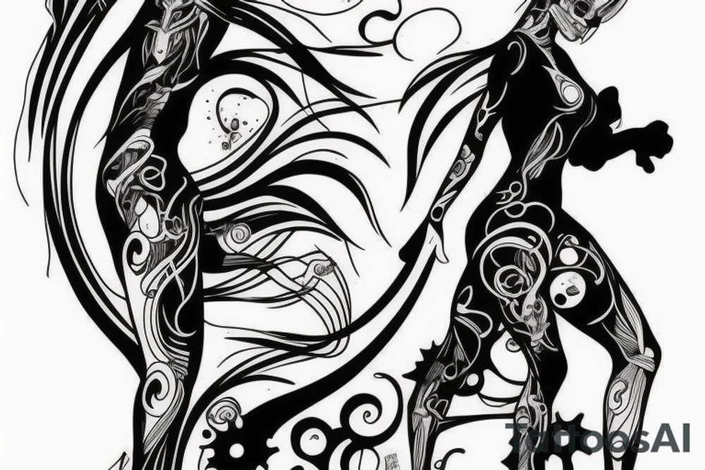 girl walking with a boy tattoo idea