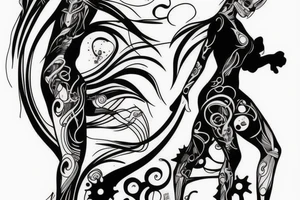 girl walking with a boy tattoo idea