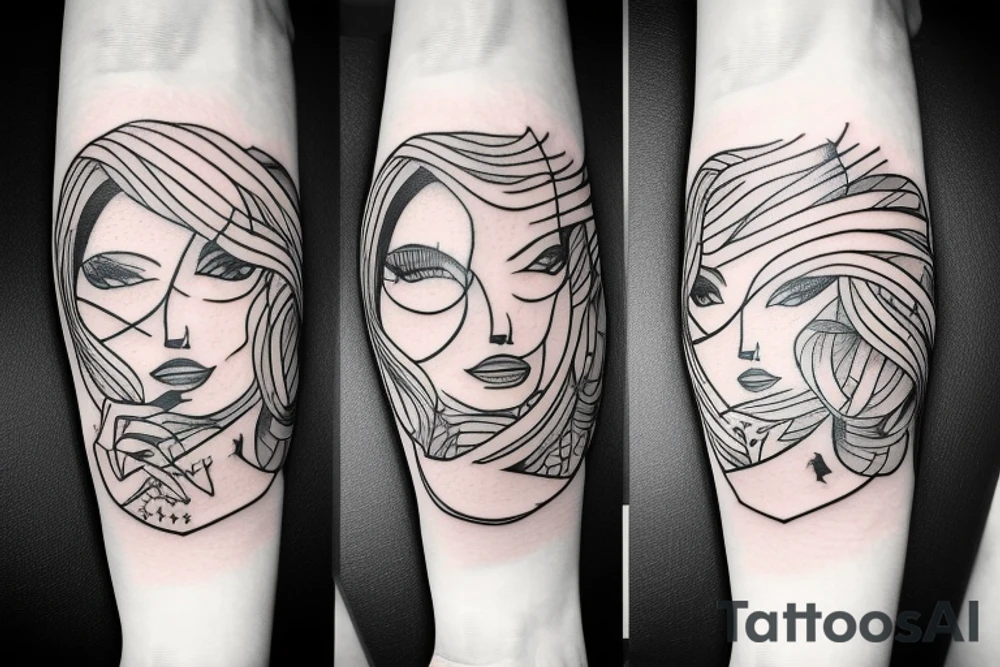 girl walking with a boy tattoo idea