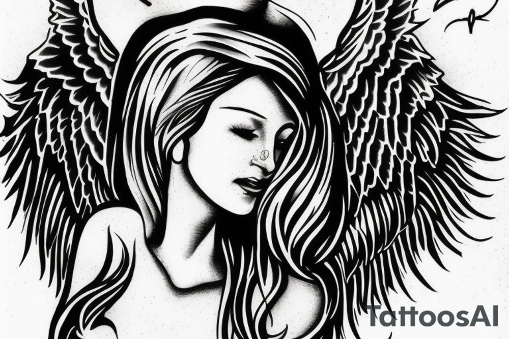 angel coming down from sky tattoo idea