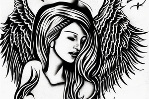 angel coming down from sky tattoo idea